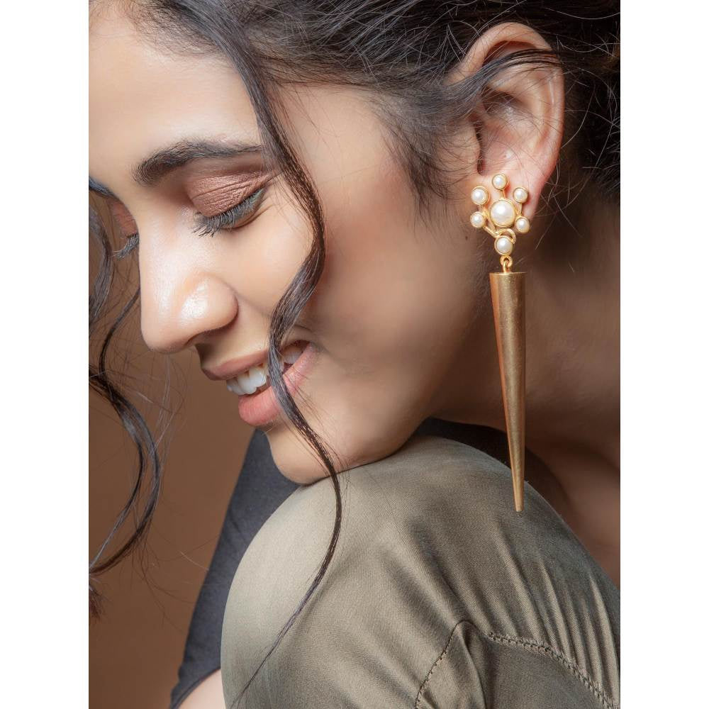Suhani Pittie Gold Toned Cone Earrings With Pearl Clusters