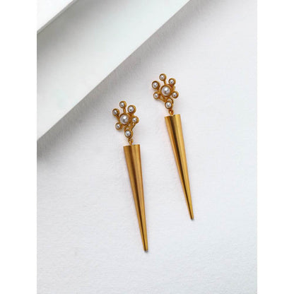 Suhani Pittie Gold Toned Cone Earrings With Pearl Clusters