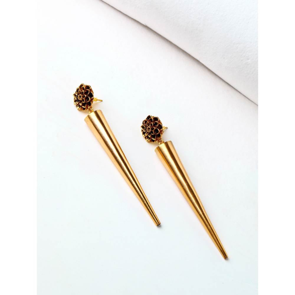 Suhani Pittie Gold Dahlia Cone Earrings