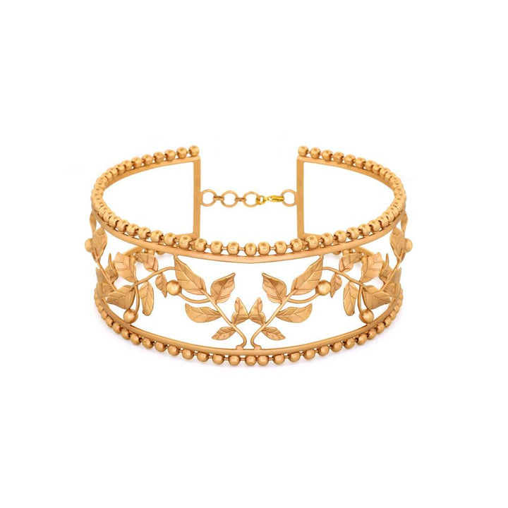 Suhani Pittie Gold Toned Ball Chain Choker With Serrated Leaves