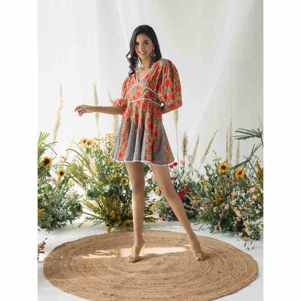 Old Marigold Leah Corset Orange Dress
