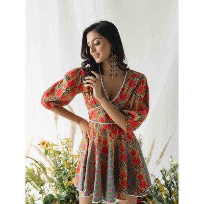 Old Marigold Leah Corset Orange Dress
