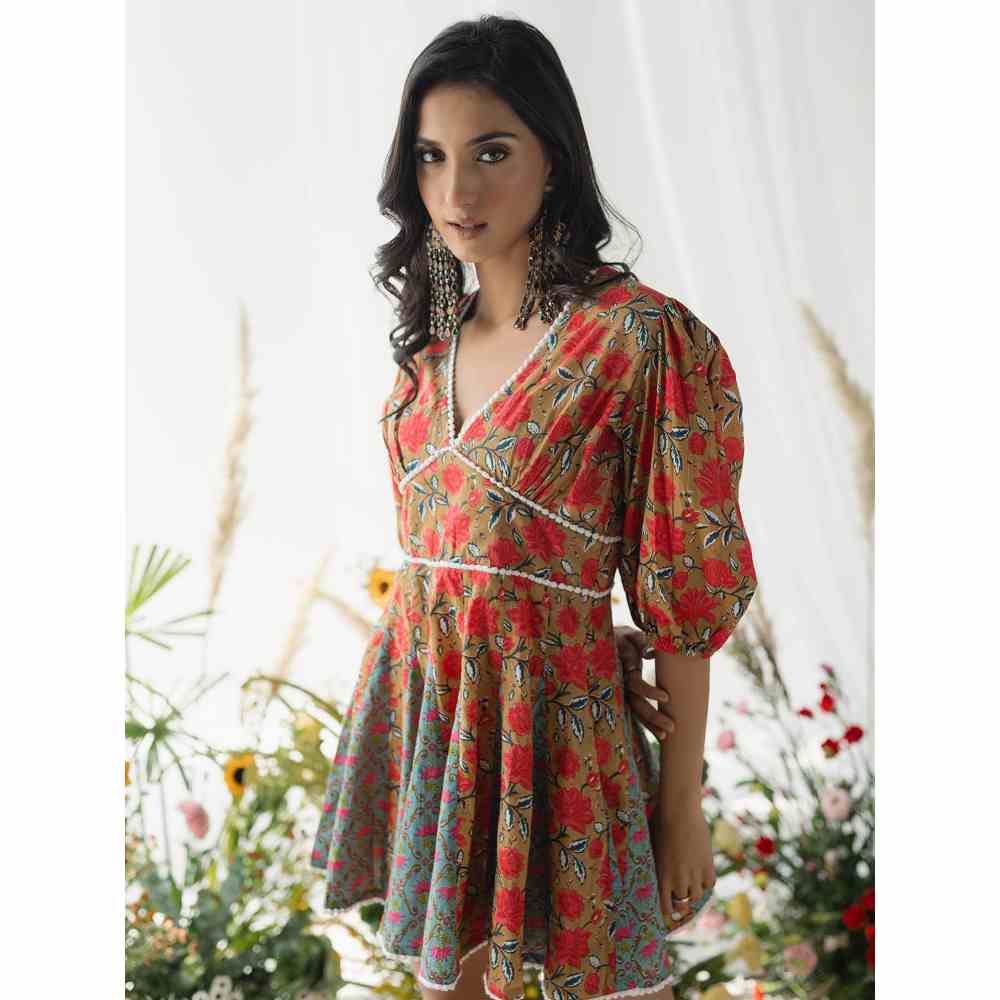 Old Marigold Leah Corset Orange Dress