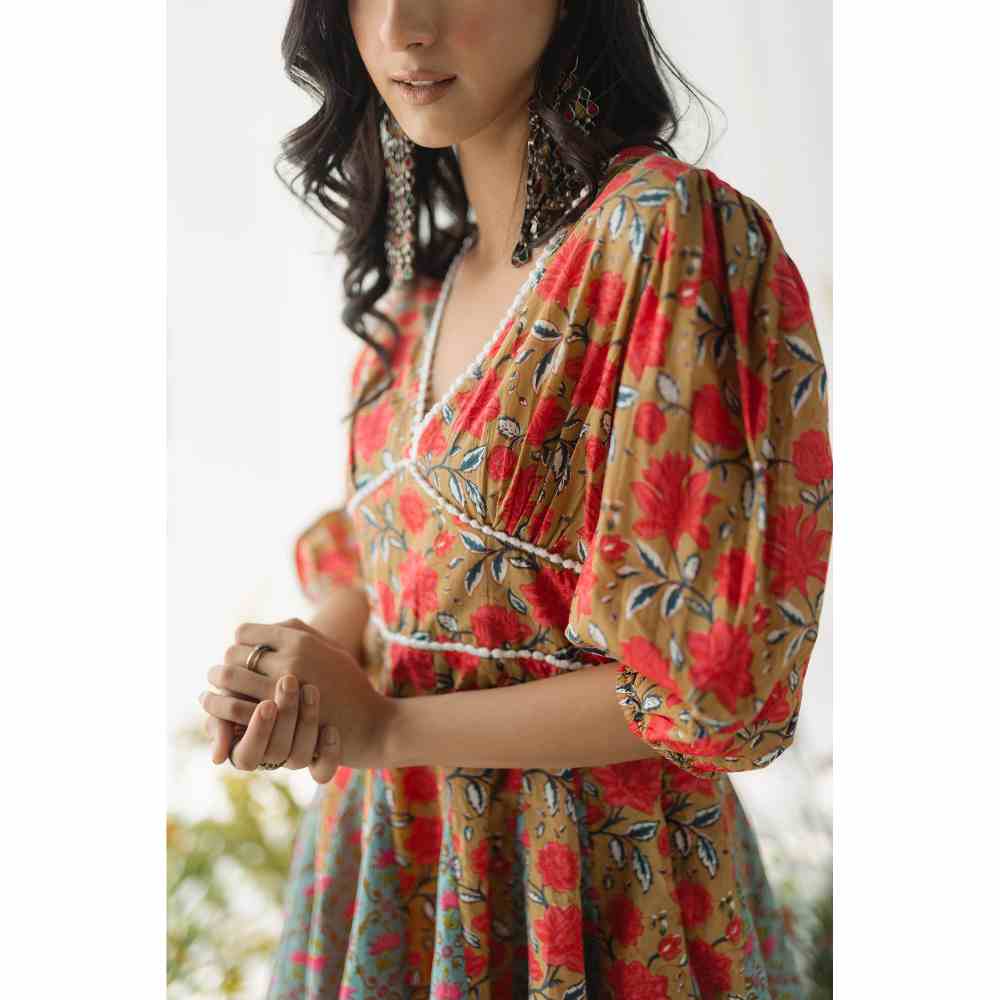 Old Marigold Leah Corset Orange Dress