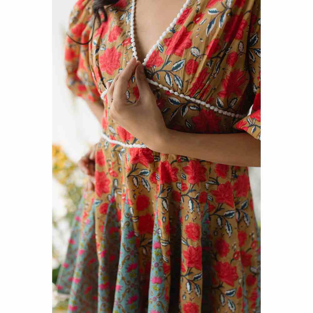 Old Marigold Leah Corset Orange Dress