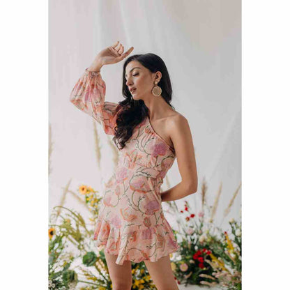 Old Marigold Lolita One Shoulder Dress with Belt (Set of 2)