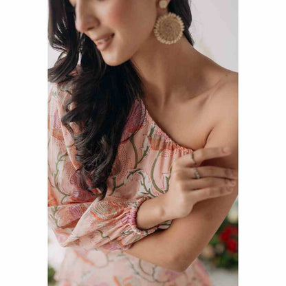 Old Marigold Lolita One Shoulder Dress with Belt (Set of 2)