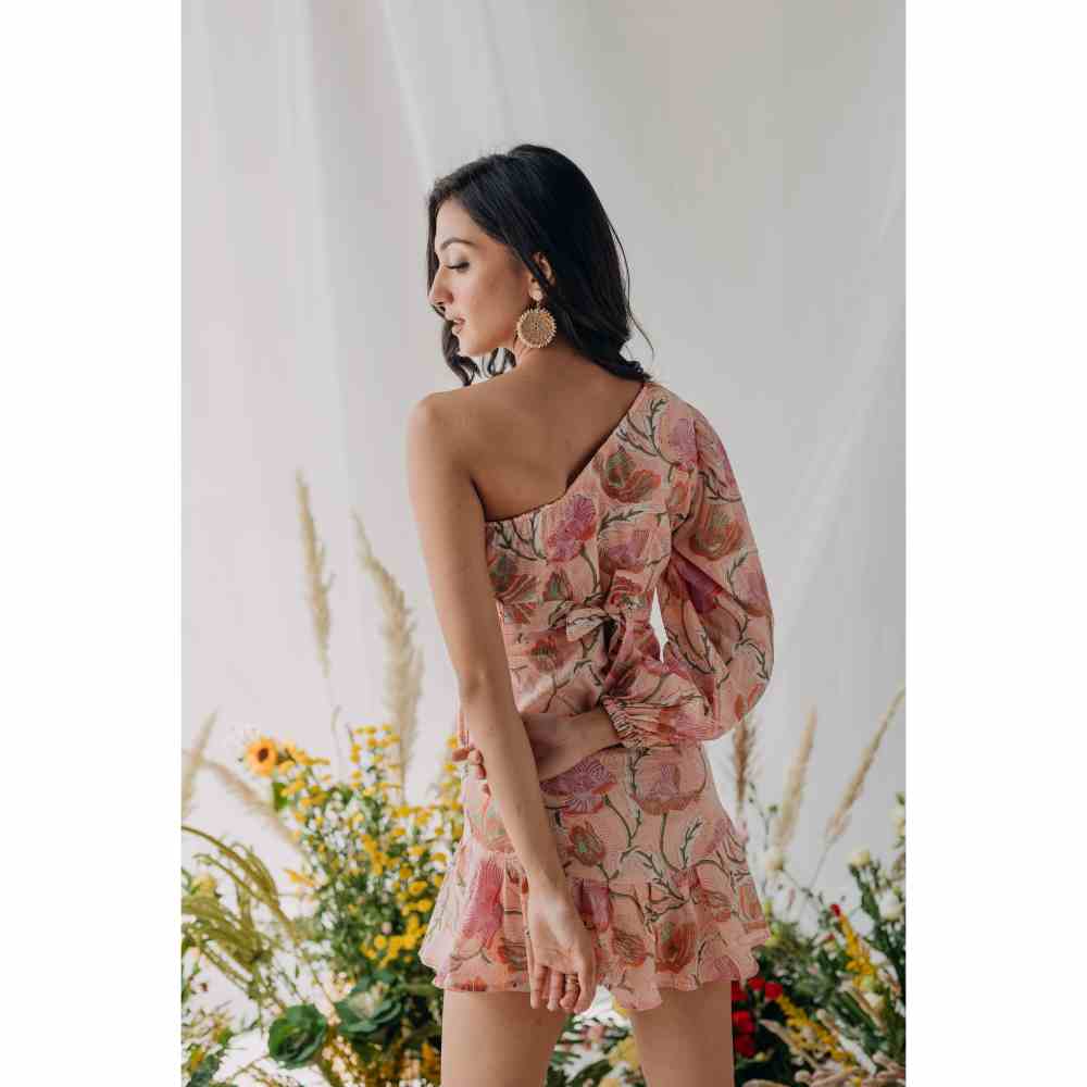 Old Marigold Lolita One Shoulder Dress with Belt (Set of 2)