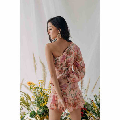 Old Marigold Lolita One Shoulder Dress with Belt (Set of 2)