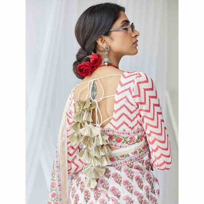 Old Marigold Aaliya Chanderi Silk Saree with Unstitched Blouse