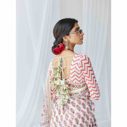 Old Marigold Aaliya Chanderi Silk Saree with Unstitched Blouse