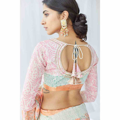 Old Marigold Aria Chanderi Silk Saree with Unstitched Blouse
