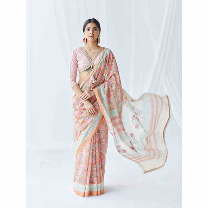 Old Marigold Aria Chanderi Silk Saree with Unstitched Blouse