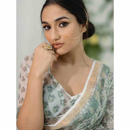 Old Marigold Nargis Kota Doria Saree with Unstitched Blouse