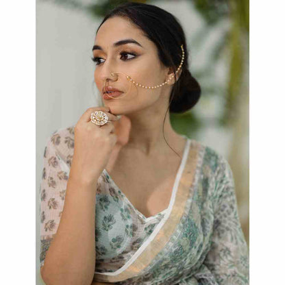 Old Marigold Nargis Kota Doria Saree with Unstitched Blouse