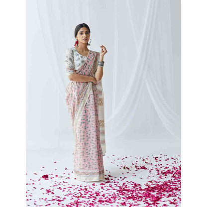Old Marigold Nasrine Chanderi Silk Saree with Unstitched Blouse