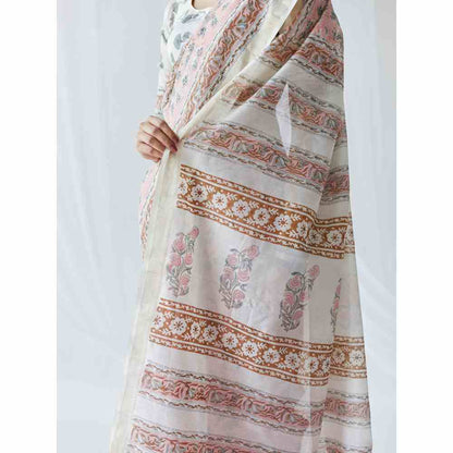 Old Marigold Nasrine Chanderi Silk Saree with Unstitched Blouse