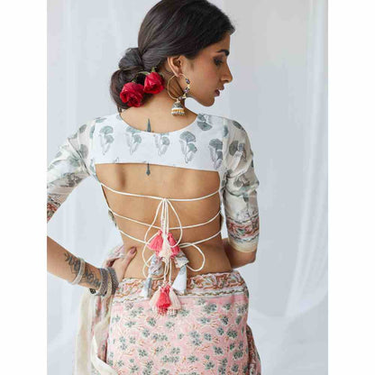 Old Marigold Nasrine Chanderi Silk Saree with Unstitched Blouse