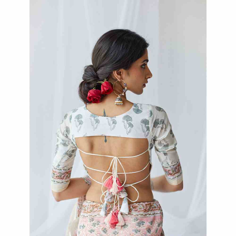 Old Marigold Nasrine Chanderi Silk Saree with Unstitched Blouse