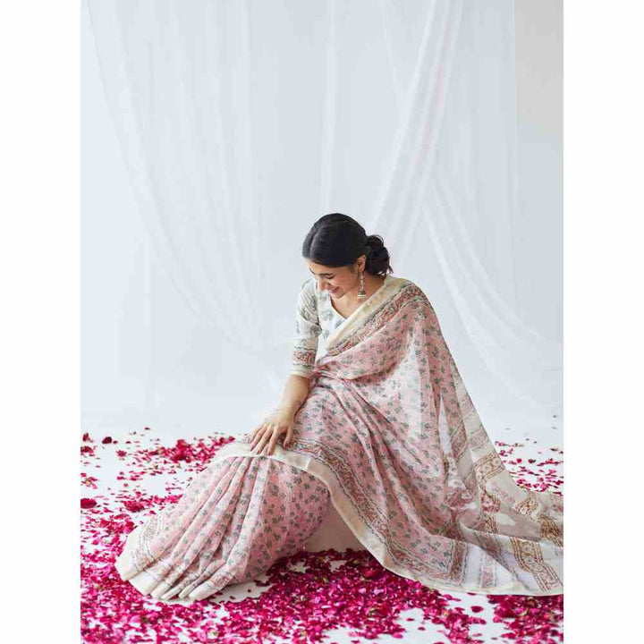 Old Marigold Nasrine Chanderi Silk Saree with Unstitched Blouse