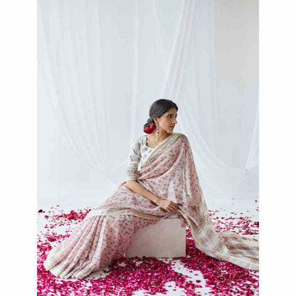 Old Marigold Nasrine Chanderi Silk Saree with Unstitched Blouse