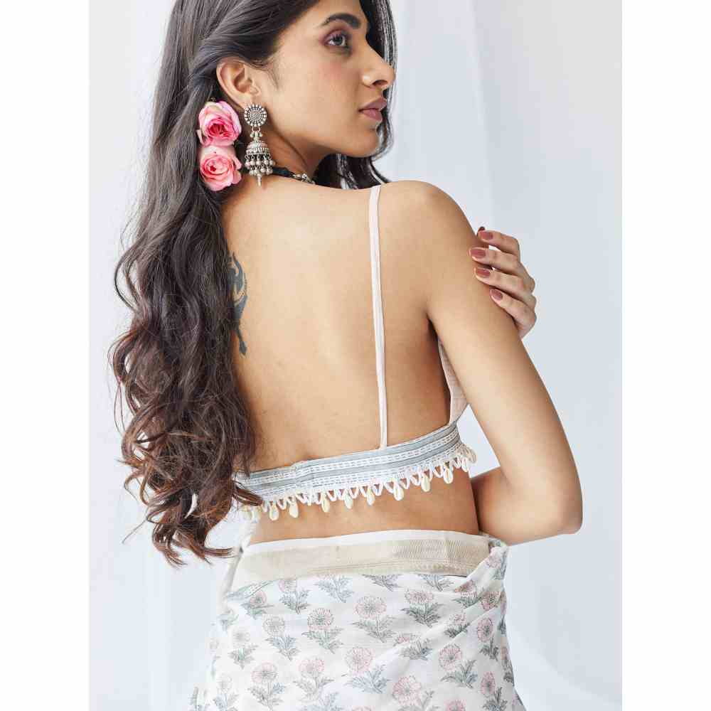 Old Marigold Nazma Chanderi Silk Saree with Unstitched Blouse