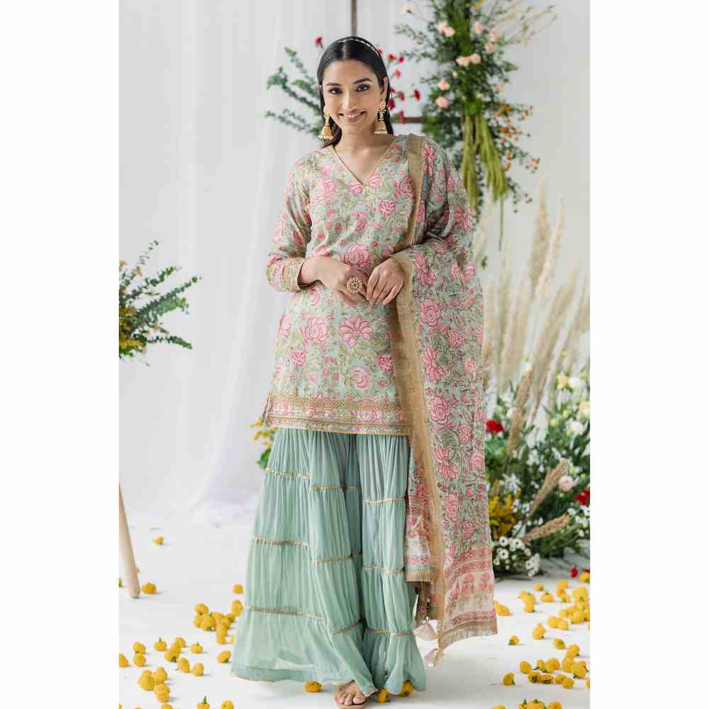 Old Marigold Jasmine Gharara (Set of 3)