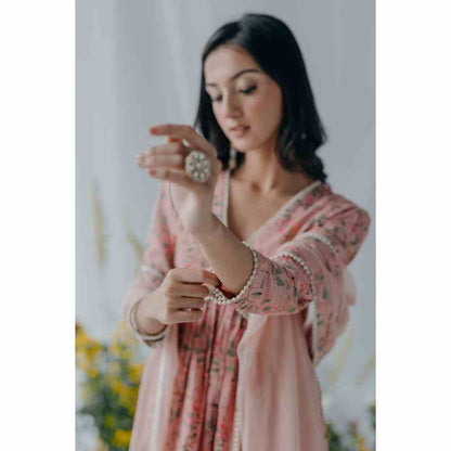 Old Marigold Floral Printed Nyla Cotton Sharara (Set of 3)