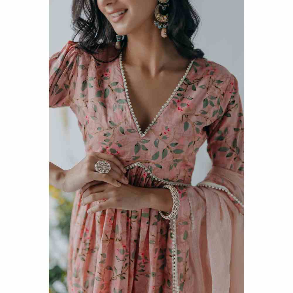Old Marigold Floral Printed Nyla Cotton Sharara (Set of 3)