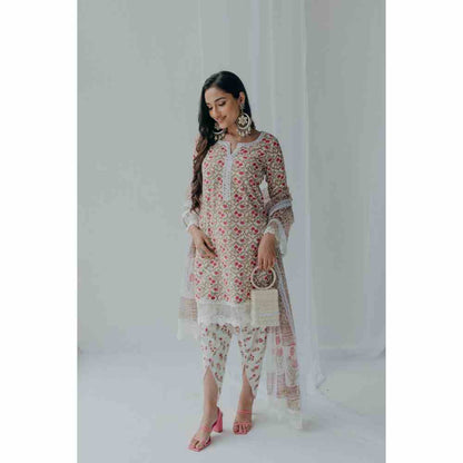 Old Marigold Floral Printed Luna Cotton Kurta (Set of 2)