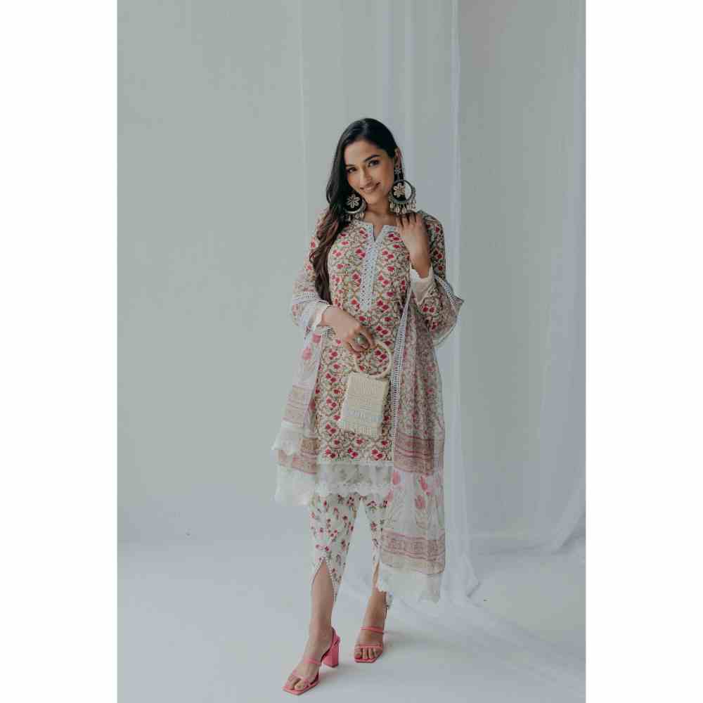 Old Marigold Floral Printed Luna Cotton Kurta (Set of 2)