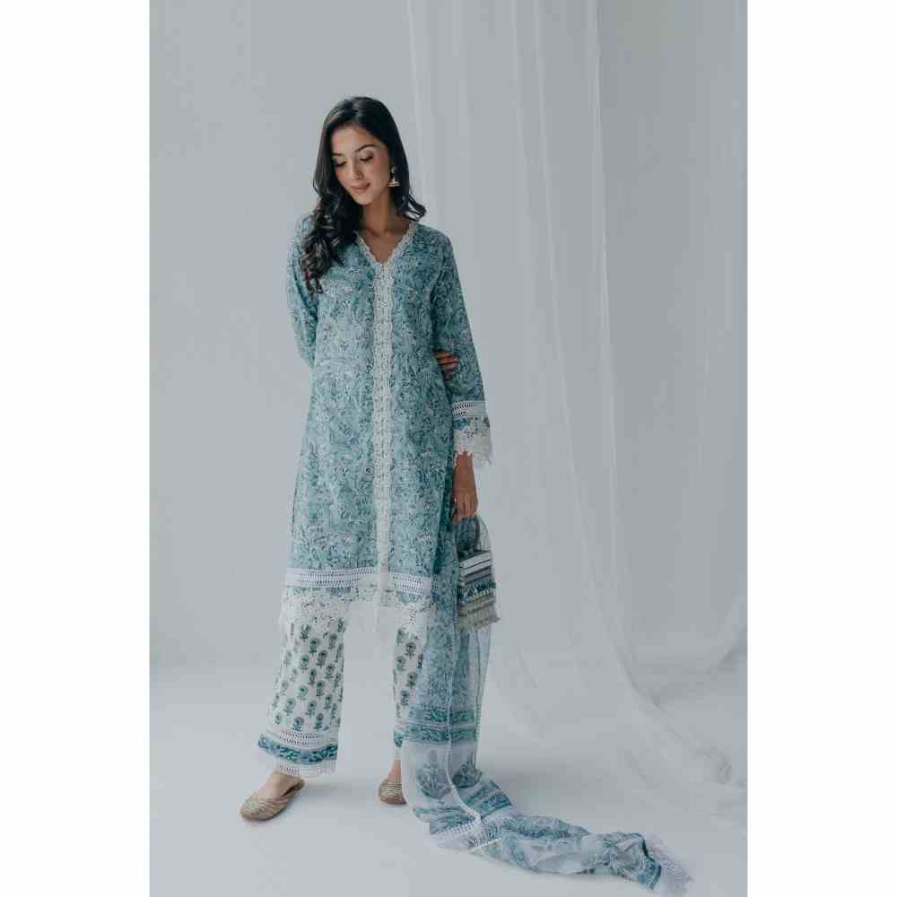 Old Marigold Floral Printed Aria Cotton Kurta (Set of 3)