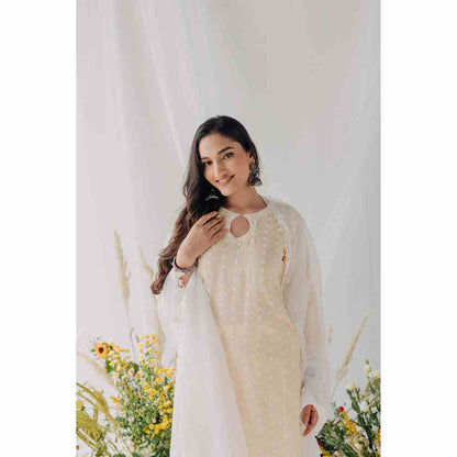 Old Marigold Maria Beige Mulmul Kurta