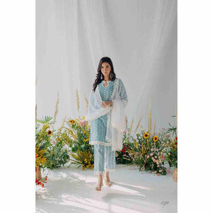 Old Marigold Seher Blue Mulmul Kurta (Set of 2)