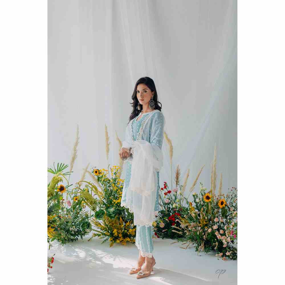 Old Marigold Seher Blue Mulmul Kurta (Set of 2)