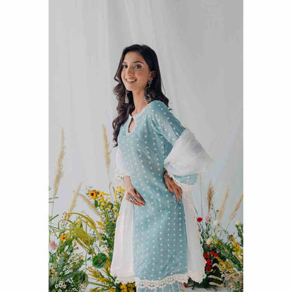 Old Marigold Seher Blue Mulmul Kurta (Set of 2)