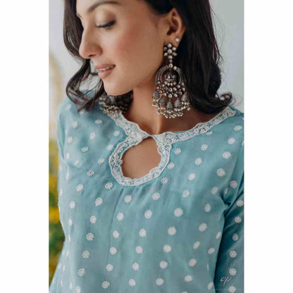 Old Marigold Seher Blue Mulmul Kurta (Set of 2)