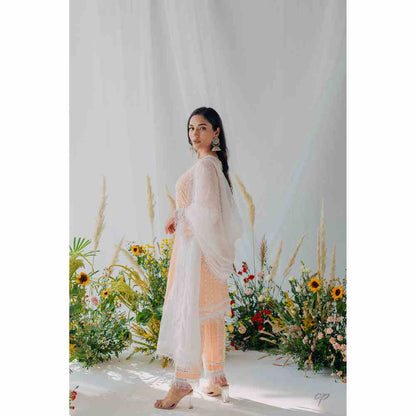 Old Marigold Sadia Peach Mulmul Kurta (Set of 2)