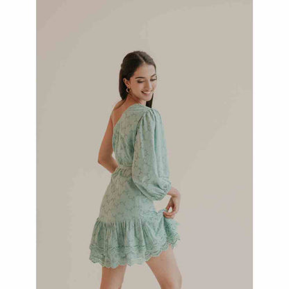 Old Marigold Lexis One Shoulder Mini Dress with Belt (Set of 2)