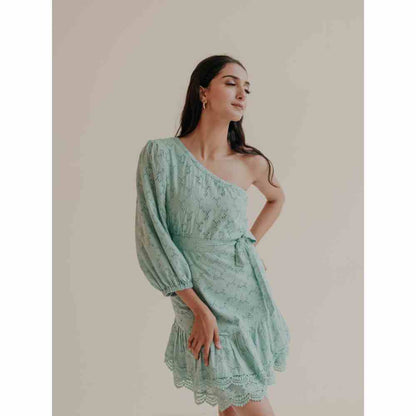 Old Marigold Lexis One Shoulder Mini Dress with Belt (Set of 2)