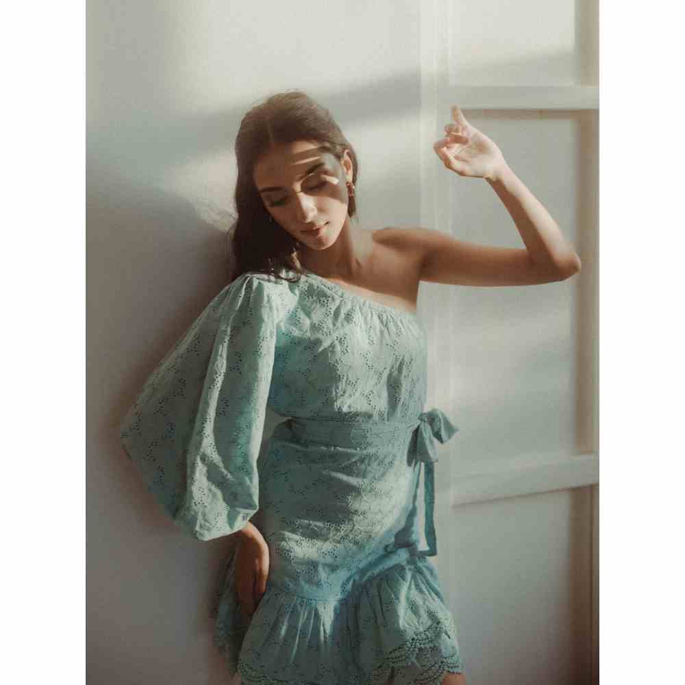 Old Marigold Lexis One Shoulder Mini Dress with Belt (Set of 2)