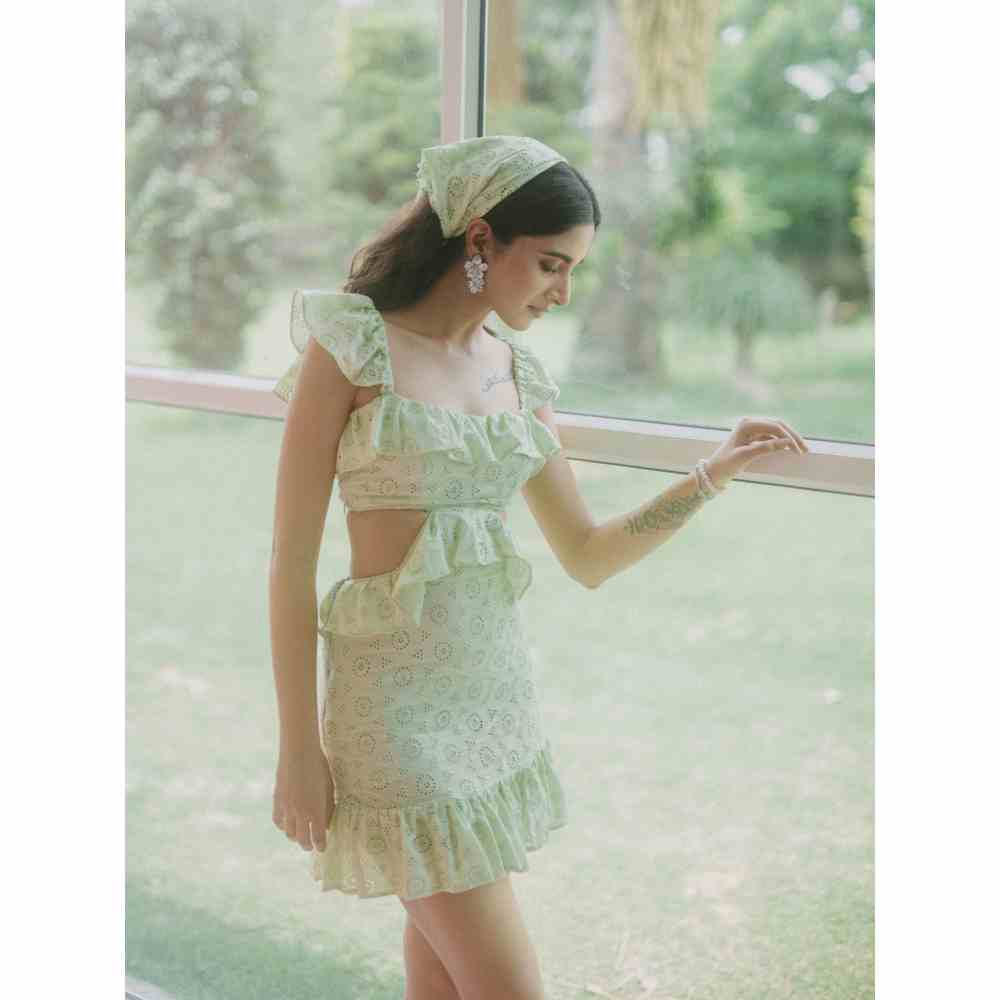 Old Marigold Chloe Cut-Out Mint Green Mini Dress