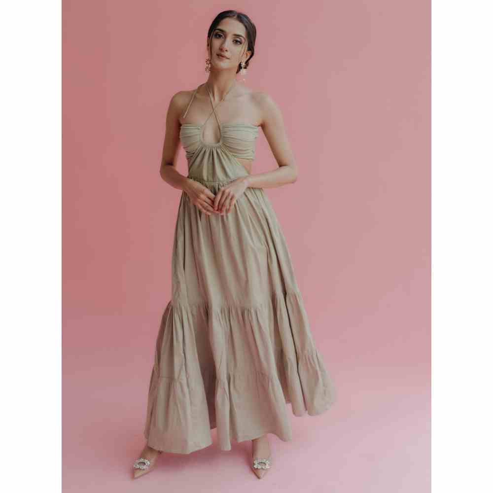 Old Marigold Carissa Cut-Out Halter Maxi Dress