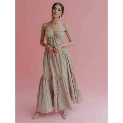 Old Marigold Carissa Cut-Out Halter Maxi Dress