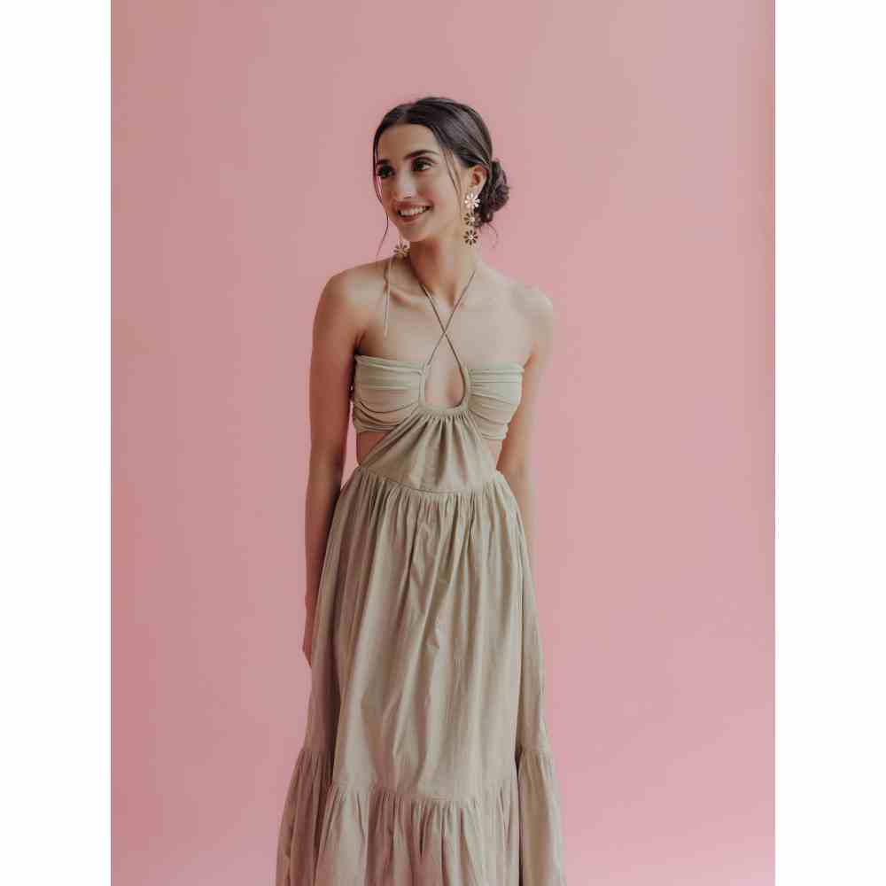 Old Marigold Carissa Cut-Out Halter Maxi Dress