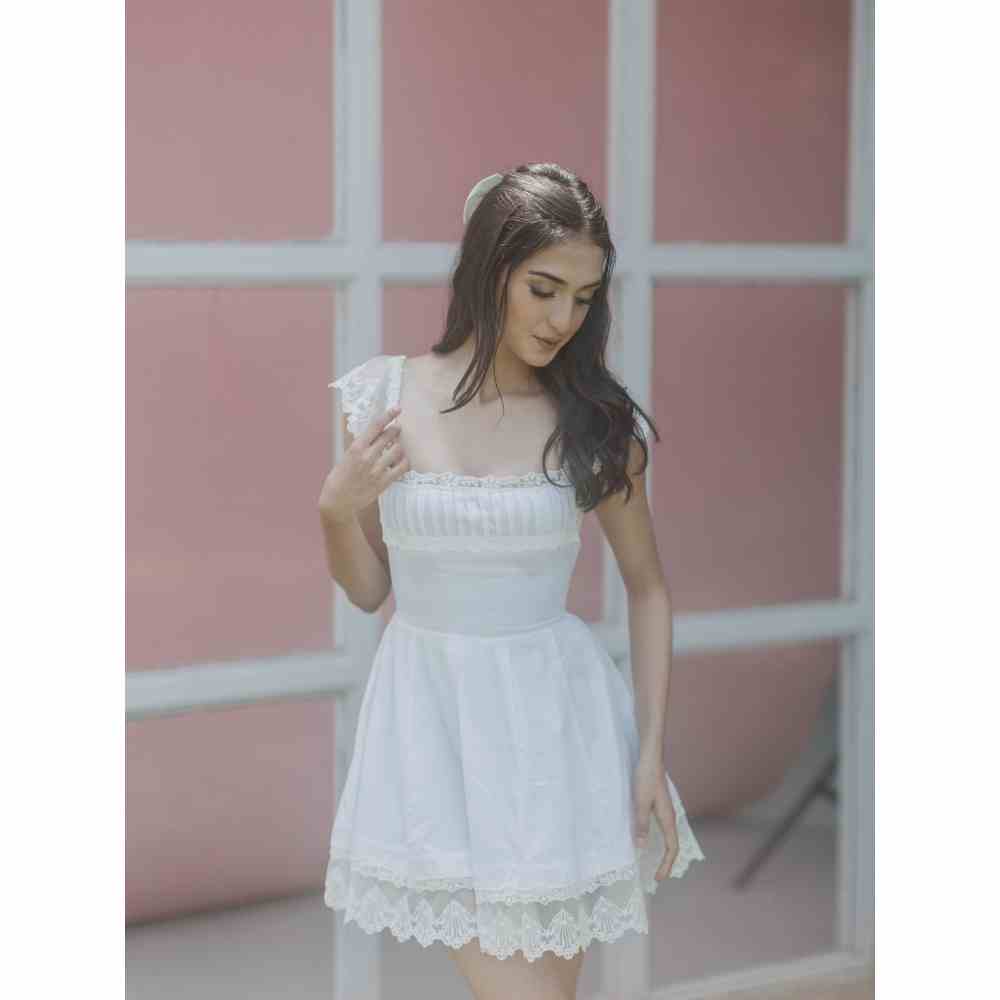 Old Marigold Angelina White A-Line Mini Dress