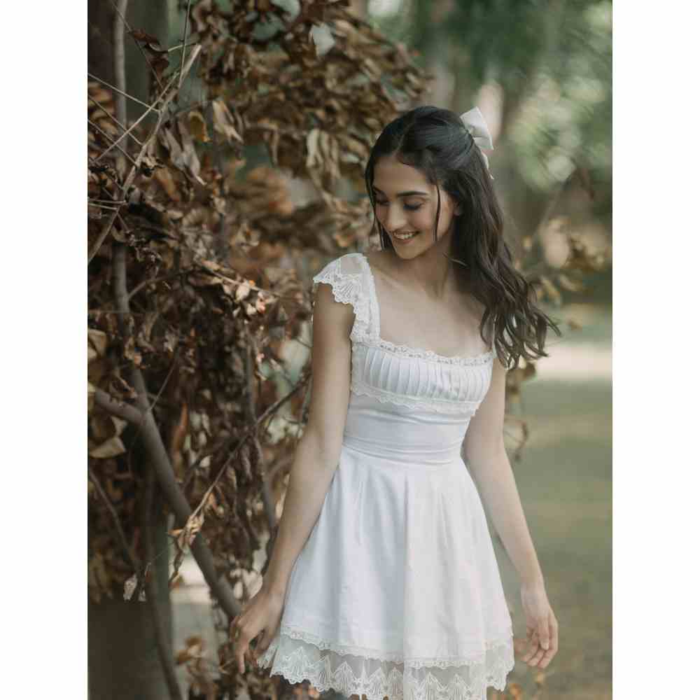 Old Marigold Angelina White A-Line Mini Dress