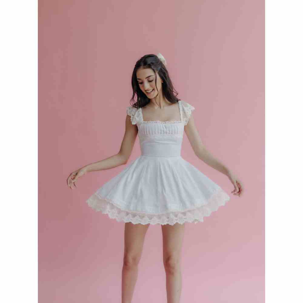 Old Marigold Angelina White A-Line Mini Dress