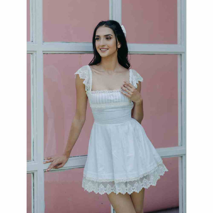 Old Marigold Angelina White A-Line Mini Dress