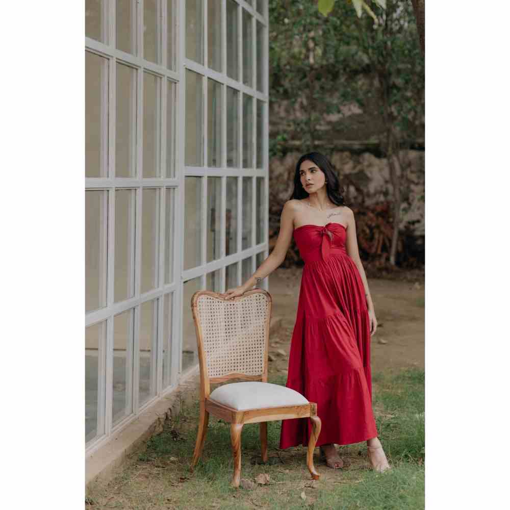 Old Marigold Alexandra Strapless Tiered Maxi Dress